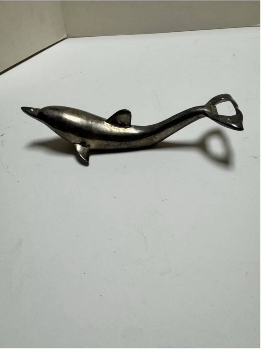 Vintage Silver Plated Dolphin Bottle Opener Cap and Twist 6.5